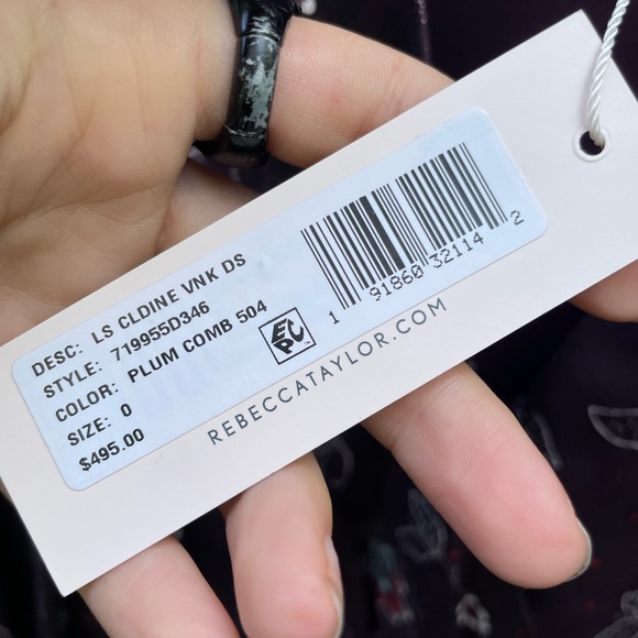 NWT!! Rebecca Taylor Claudine Plum Floral Silk Twill Dress Size 0 - Picture 4 of 7